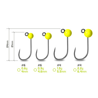 Wolframový jig Delphin T-Area BL fluo žlutý 5ks
