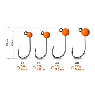 Wolframový jig Delphin T-Area BL fluo oranžový 5ks