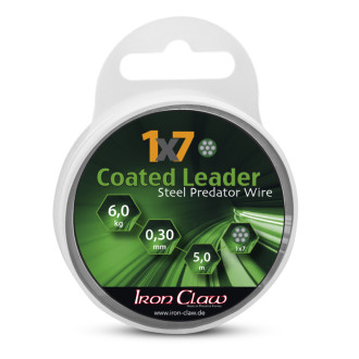 Ocelové lanko Iron Claw potažené 1x7 zelené