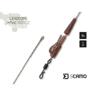 Návazec Delphin sCAMO Leadcore + PinC Woodz 1m 3ks