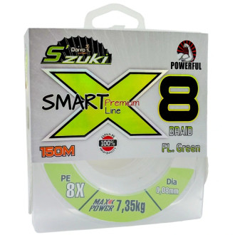 Doiyo šňůra S´zuki X8 Smart Line 150m 0,10mm 8,65kg Fluo Green