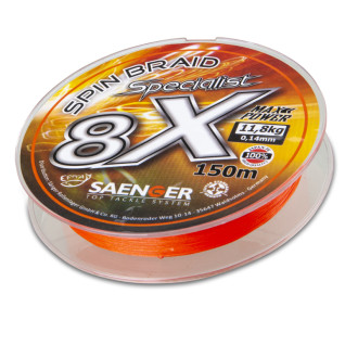 Šňůra Saenger 8 X Specialist Spin Braid oranžová 150m
