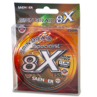 Šňůra Saenger 8 X Specialist Spin Braid oranžová 150m