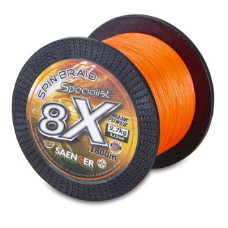 Šňůra Saenger 8 X Specialist Spin Braid oranžová 1800m