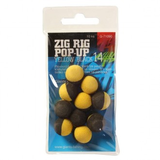 Pěnové plovoucí boilie Giants Fishing Zig Rig Pop-Up Yellow-Black 10ks