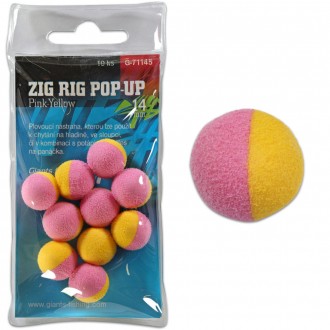 Pěnové plovoucí boilie Giants Fishing Zig Rig Pop-Up Pink-Yellow 10ks