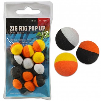 Pěnové plovoucí boilie Giants Fishing Zig Rig Pop-Up Mix Colour 12ks