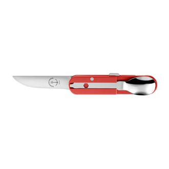 BIVOUAC FRENCH NAVY CAMP KNIFE RED HANDLE - TEXTILE POUCH - FORK and SPOON