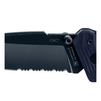 CAC S200 FRENCH ARMY KNIFE BLUE BLADE Textured PA6 Blue Handle -Pouch - Fork Pointed Tip