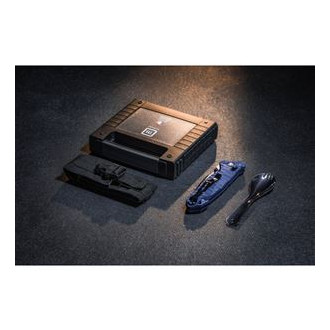 CAC S200 FRENCH ARMY KNIFE BLUE BLADE Textured PA6 Blue Handle -Pouch - Fork Pointed Tip