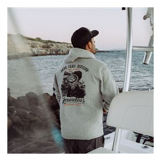 Dark Seas X Grundens  Portsmith Hoodie Athletic Heatherl L