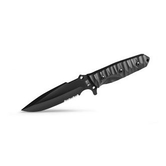 MARAUDEUR SURVIVAL KNIFE G10 BLACK HANDLE / SERRATED BLADE + KYDEX SHEATH