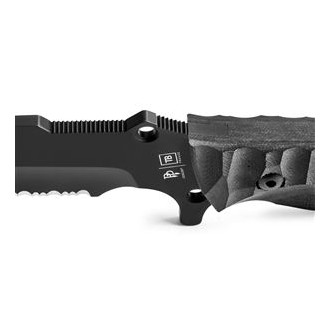 MARAUDEUR SURVIVAL KNIFE G10 BLACK HANDLE / SERRATED BLADE + KYDEX SHEATH
