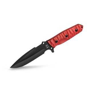 Maraudeur Survival Knife G10 Red Handle / Serrated Blade + Kydex Sheath