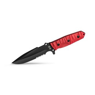MARAUDEUR SURVIVAL KNIFE G10 RED HANDLE / SERRATED BLADE + KYDEX SHEATH