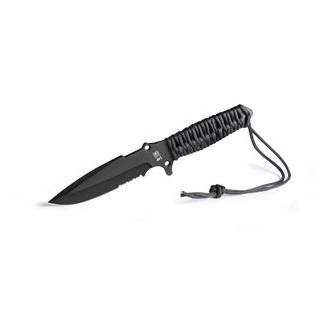 MARAUDEUR SURVIVAL KNIFE PARACORD 550 ®  BLACK / SERRATED BLADE + KYDEX SHEATH
