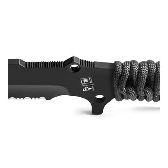 MARAUDEUR SURVIVAL KNIFE PARACORD 550 ®  BLACK / SERRATED BLADE + KYDEX SHEATH