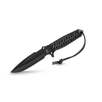 MARAUDEUR SURVIVAL KNIFE PARACORD 550 ®  BLACK / SMOOTH BLADE + KYDEX SHEATH