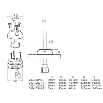 Mini DS-connectors 16mm,cable 2-8mm S