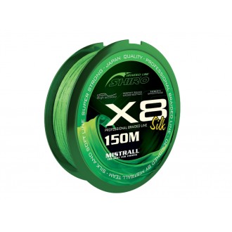 Mistrall pletená šňůra Shiro Silk X8, 150 m, průměr: 0,10 mm, zelená