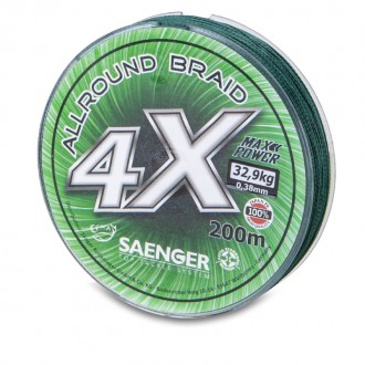 Saenger šňůra 4 X Allround Braid 200 m 0,35 mm zelená
