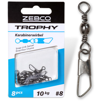 S: 10 L: 32mm Trophy Snap-link Swivel 10kg 8 pcs