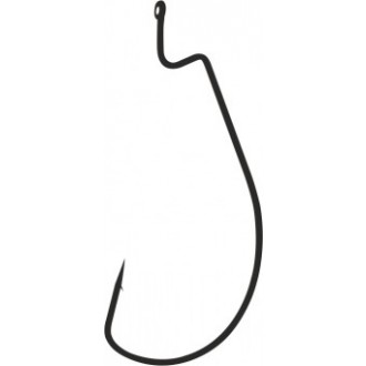 Mistrall offsetový háček Wide worm s očkem, velikost 4/0, black nickel, 10 ks/bal