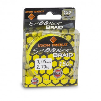 Iron Tout šňůra Spooner Braid 150 m, 0,06 mm, žlutá