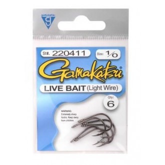 Háček Gamakatsu SW Live Bait Light Wire Hooks Black