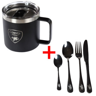 Akční set Nerezový thermo hrnek 400ml + Sada nerezových příborů Giants Fishing