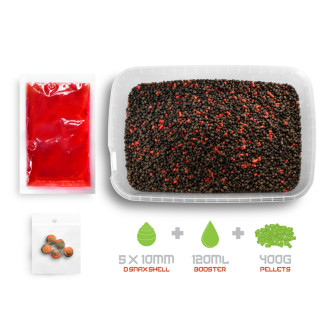 Pellet box Delphin Reaxe Ready&Go Frankfurtská klobása - Chilli 400g +120ml Booster + 10mm Wafters