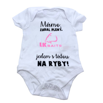 body krátký rukávLK Baits Mámo zabal pleny růžový nápis