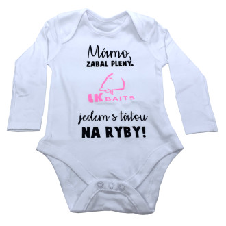 Body dlouhý rukáv LK Baits Mámo zabal pleny růžový nápis