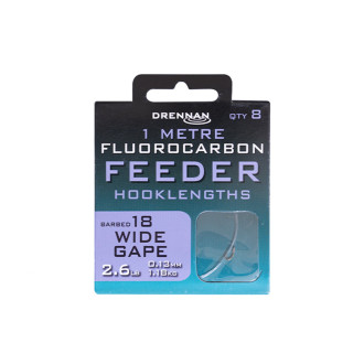 Návazce Drennan Fluorocarbon Feeder Wide Gape 8ks