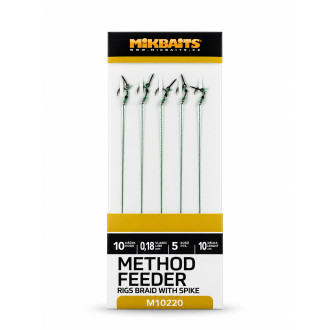 Hotové návazce Mikbaits Method Feeder z pletené šňůrky s hrotem 5ks