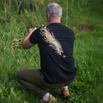 Tričko Giants Fishing pánské černé Pstruh s muškou