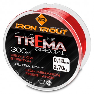 Iron Trout vlasec Fluo line Trema special 300 m 0,18 mm, červená