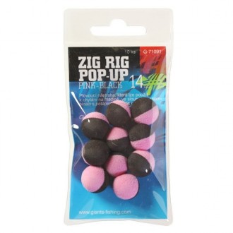 Pěnové plovoucí boilie Giants Fishing Zig Rig Pop-Up Pink-Black 10ks