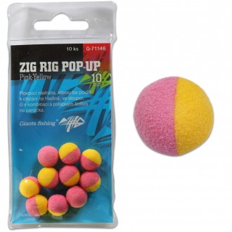 Pěnové plovoucí boilie Giants Fishing Zig Rig Pop-Up Pink-Yellow 10ks
