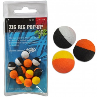 Pěnové plovoucí boilie Giants Fishing Zig Rig Pop-Up Mix Colour 12ks