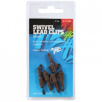 Závěs na boční olovo Giants Fishing Swivel Lead Clips Brown 5ks