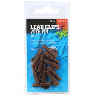 Závěs na boční olovo Giants Fishing Lead Clip with Pin Brown 10ks