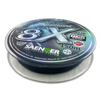 Saenger šňůra 8 X Specialist Spin Braid 150 m 0,10 mm černá