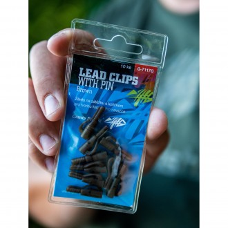 Závěs na boční olovo Giants Fishing Lead Clip with Pin Brown 10ks