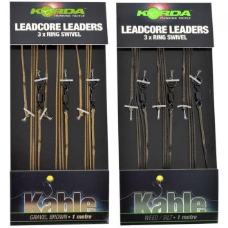 Montáž Korda Kable Leadcore Leader Ring Swivel Weed/Silt 3ks