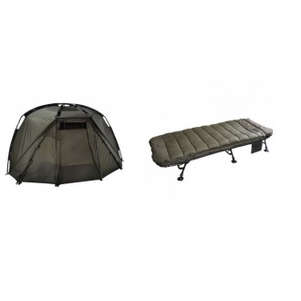 Bivak Sonik Xtractor Bivvy + lehátko a spací pytel Sonik SK-TEK 4 Season Sleep System