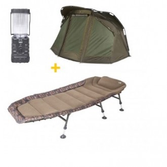 Bivak JRC Defender Peak 2 Man + lehátko Repus Flat 6-leg + svítilna Spro Led Lantern 180mm